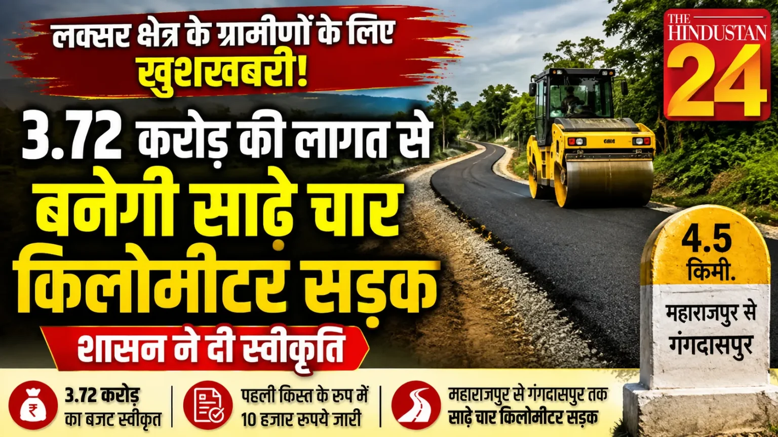 महाराजपुर-गंगदासपुर सड़क निर्माण को मिली मंजूरी, 3.72 करोड़ का बजट स्वीकृत