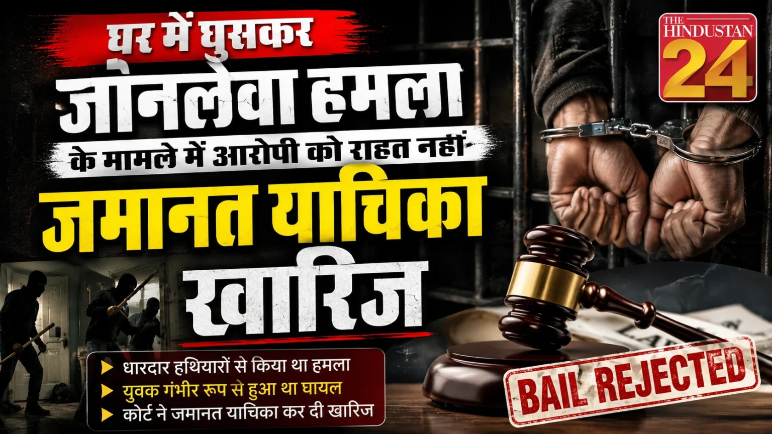 घर में घुसकर जानलेवा हमला करने वाले आरोपी को राहत नहीं, कोर्ट ने खारिज की जमानत