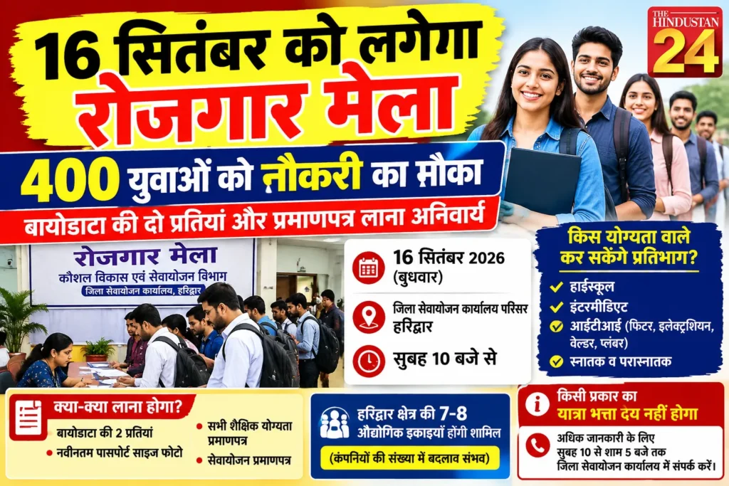 16 सितंबर को रोजगार मेला, 400 युवाओं को नौकरी पाने का मौका